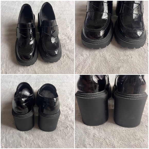 A New Day Hudson Platform Patent Leather Chunky Heel Goth Loafer Jet Black 9.5 - Picture 4 of 13